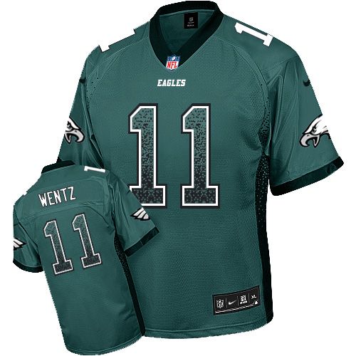 Nike Eagles #11 Carson Wentz Midnight Green Team Color Men's Stitched NFL Elite Drift Fashion Jersey